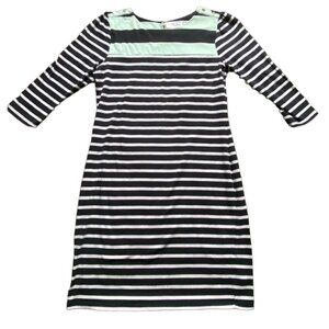 Allison Brittney Petite Womens Striped 3/4 Sleeve Dress-Size Petite Small-GUC